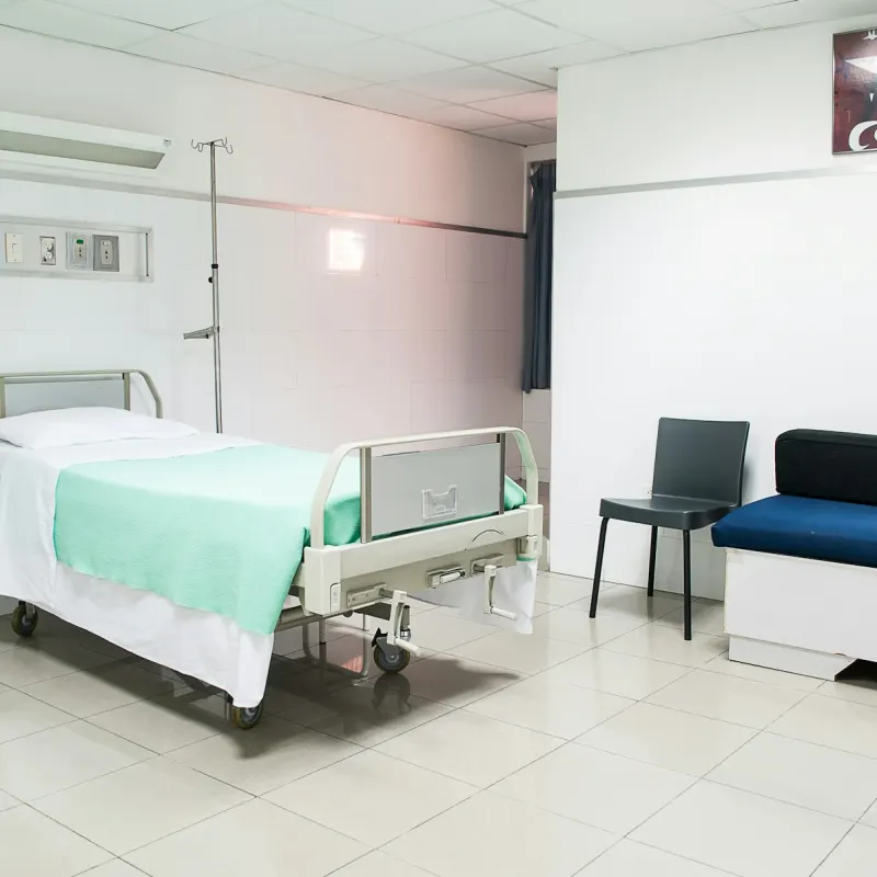 Medical equipment for home care — patient bed, oxygen concentrator and wheelchair